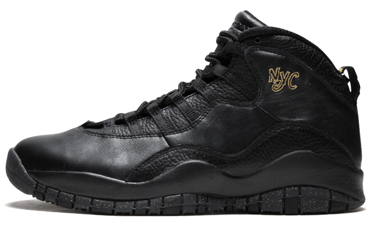 Jordan Air Jordan 10 Retro New York City New York NYC non-slip lightweight mid-top retro basketball shoes men and women same style black gold 2016 edition