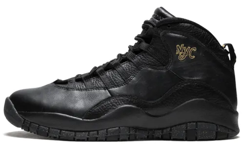 Jordan Air Jordan 10 Retro New York City New York NYC non-slip lightweight mid-top retro basketball shoes men and women same style black gold 2016 edition