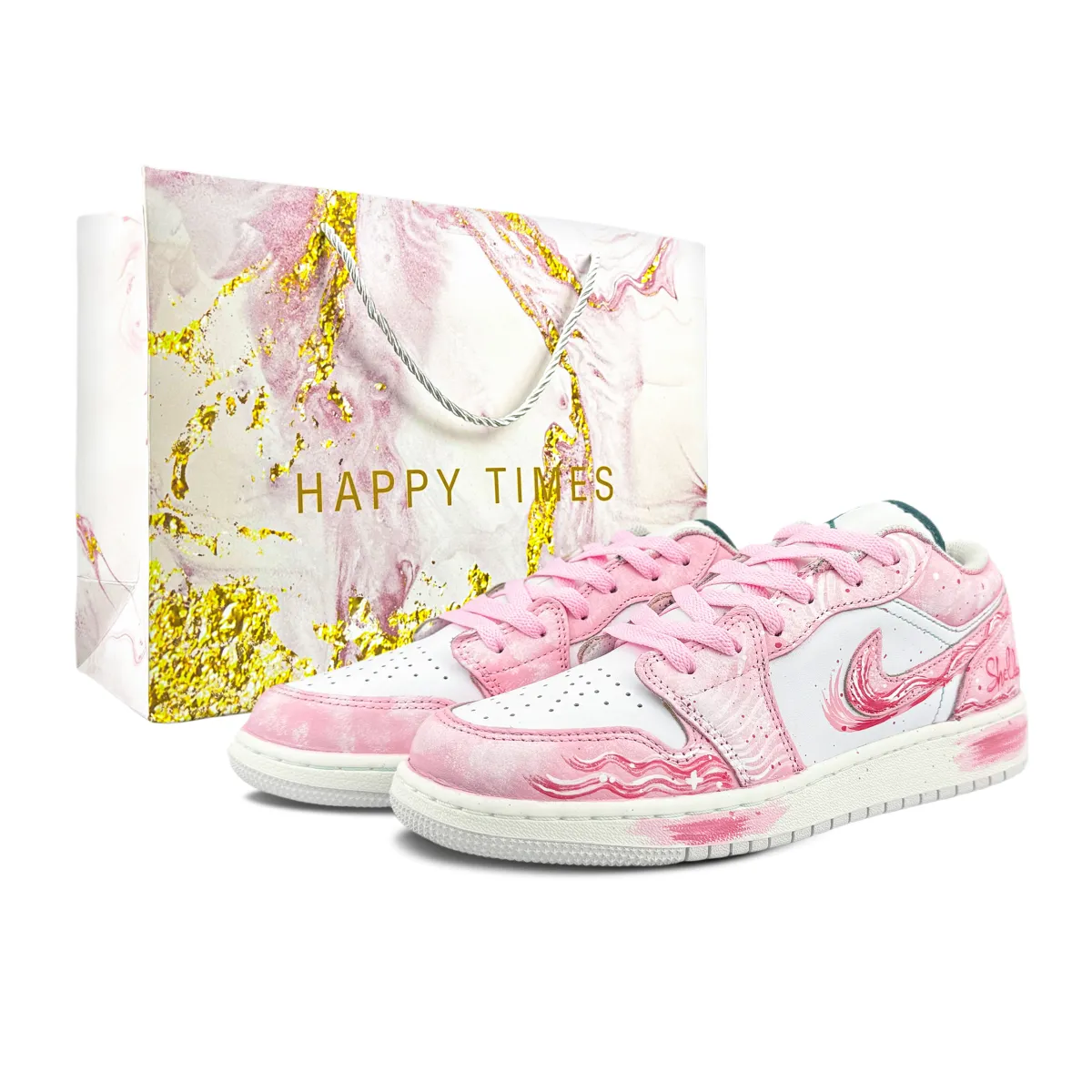 Jordan Air Jordan 1 Abrasion Resistant Low top Vintage Basketball Shoes Unisex Cherry Blossom Pink
