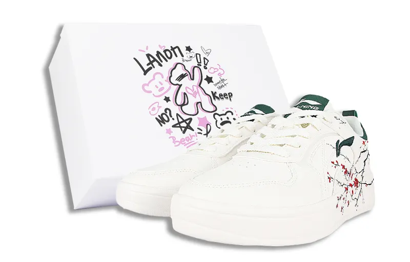Li Ning Snow Plum Blossom Low top Skateboard Shoes Men's White