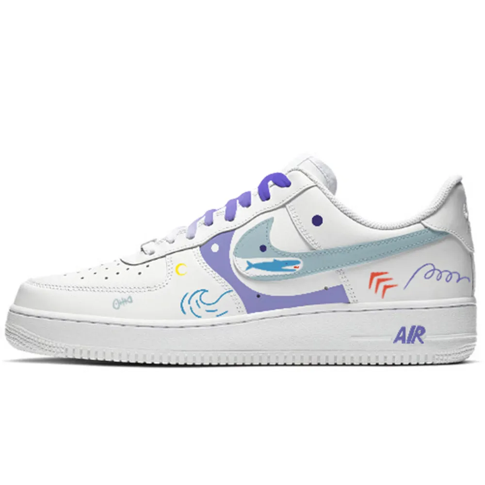 Nike Air Force 1 Abrasion Resistant Slip Resistant Low top Skateboard Shoes Unisex Blue White