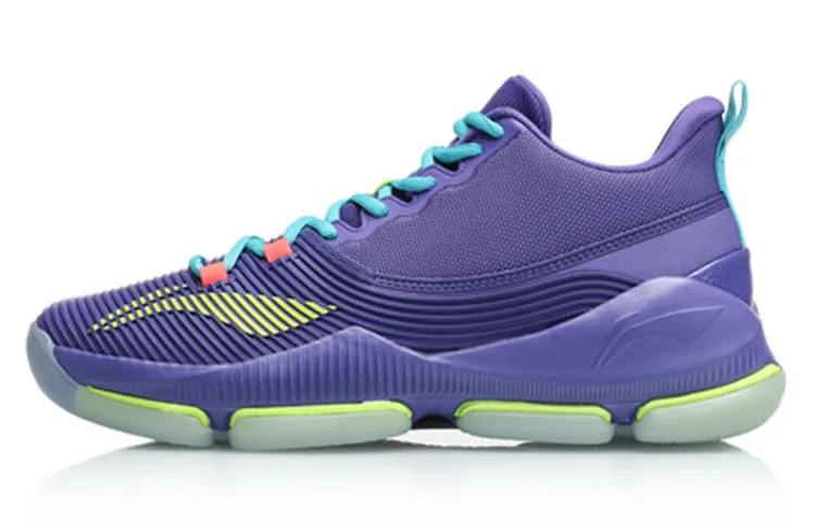 Li Ning Non slip Lightweight Mid top Basketball Shoes Unisex Purple