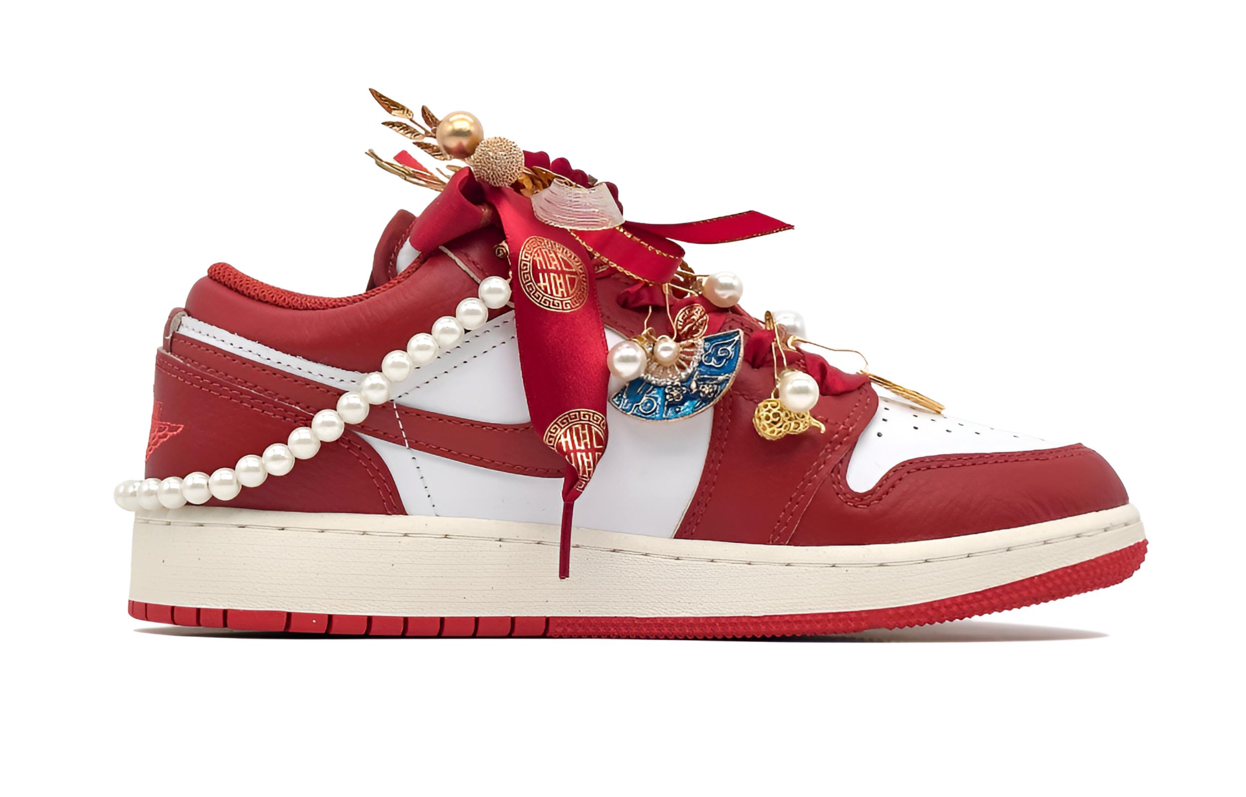 Jordan Air Jordan 1 Nichang Gold Ribbon Cushioning, Wear Resistant Low top Vintage Basketball Shoes Women’s Red