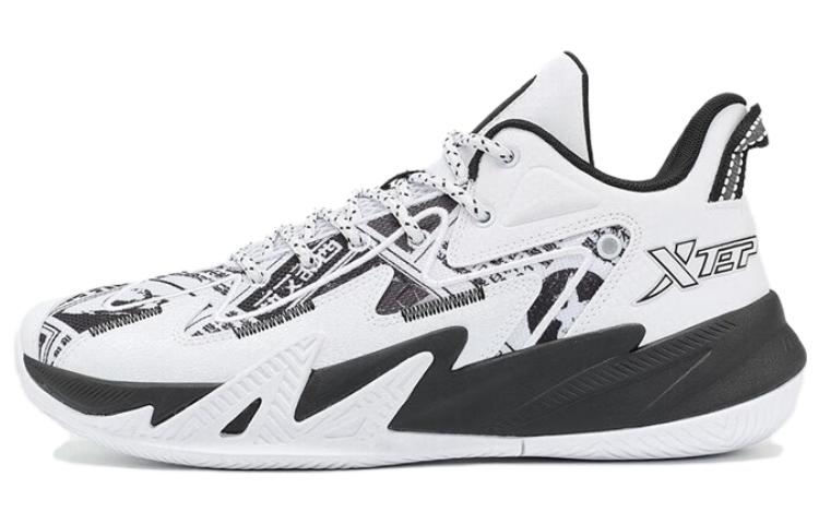 XTEP Slip Resistant Cushioning Abrasion Resistant Low top Basketball Shoes Men’s White Black
