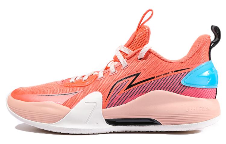 Li Ning Speed 7 Slip Resistant Abrasion Resistant Cushioning Low top Basketball Shoes Men’s Camellia Red