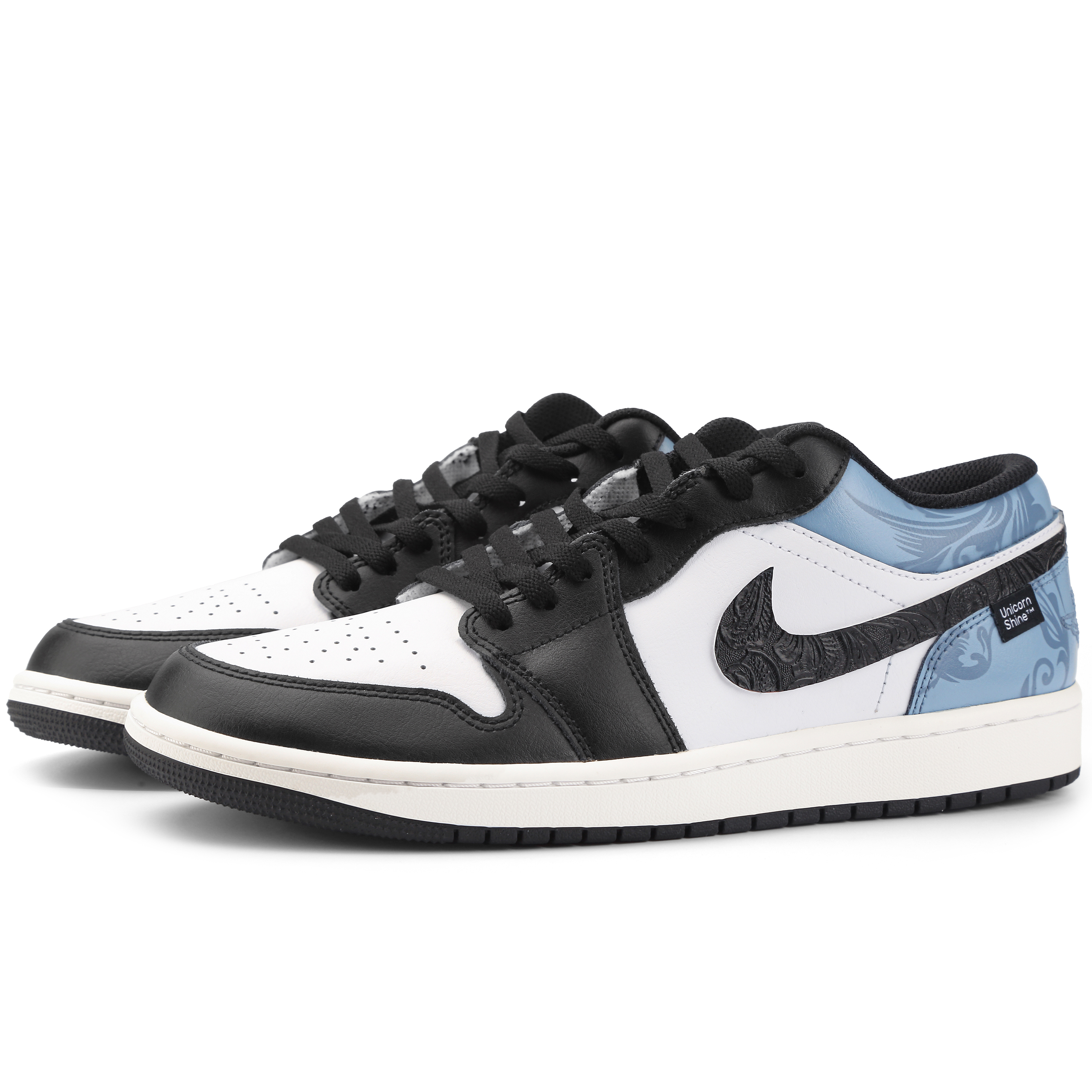 Jordan Air Jordan 1 The Classic Of Mountains And Seas Fish Low top Vintage Basketball Shoes Men’s Black Blue