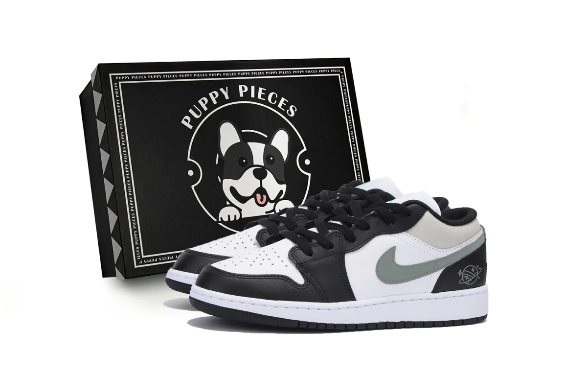 Jordan Air Jordan 1 Abrasion Resistant Slip Resistant Low top Vintage Basketball Shoes Men's Black Gray