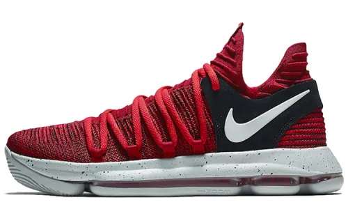 Nike KD 10 round toe lace-up, shock-absorbing, non-slip, low-top, practical basketball shoes, men's style, university red
