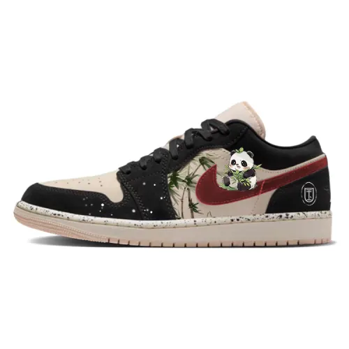 Jordan Air Jordan 1 Cushioning, Wear Resistant Low top Vintage Basketball Shoes Women's Black Pink