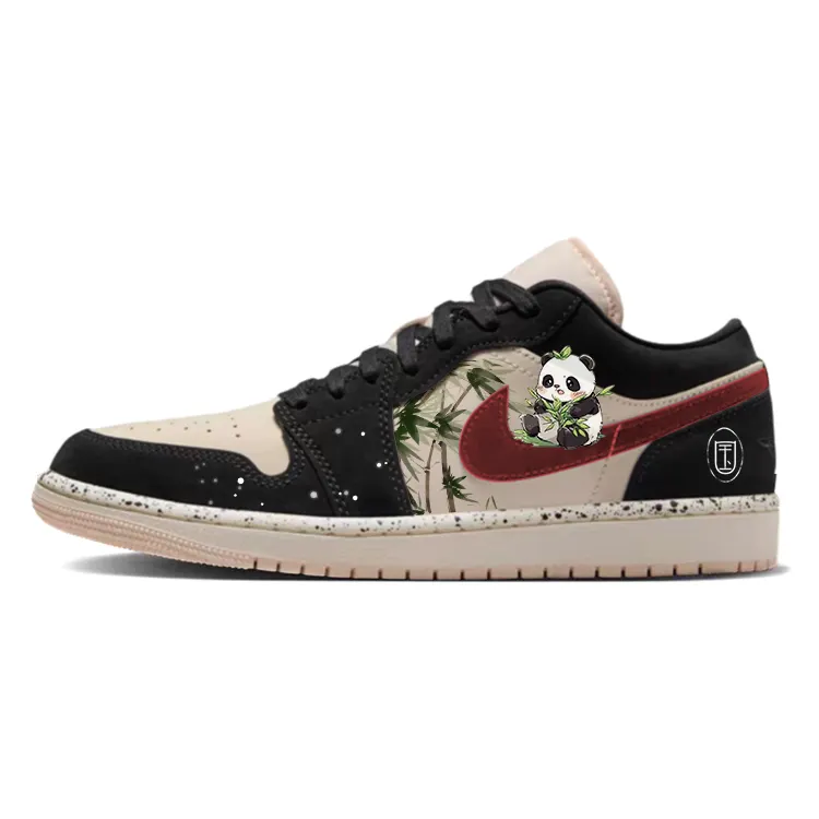 Jordan Air Jordan 1 Cushioning, Wear Resistant Low top Vintage Basketball Shoes Women's Black Pink