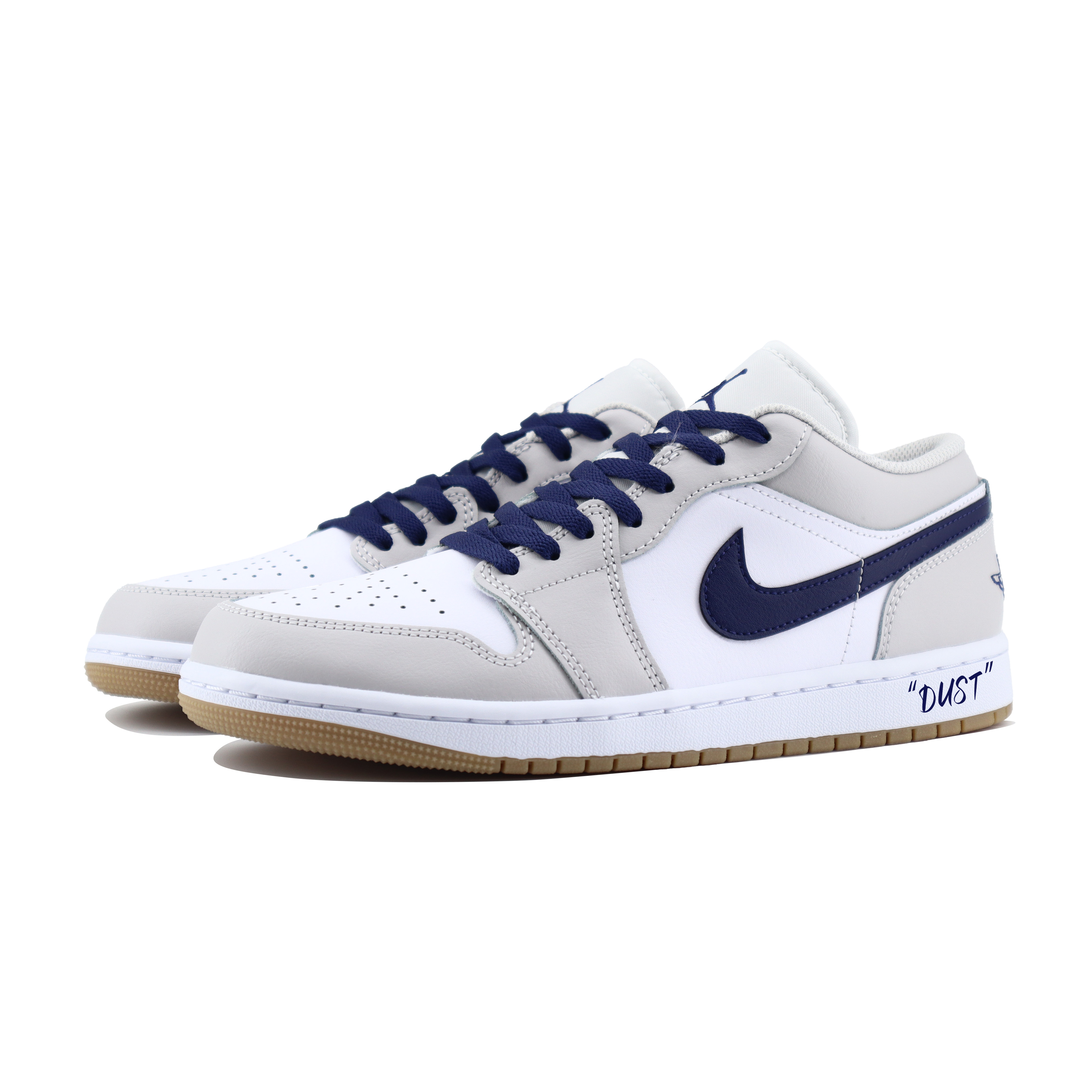 Jordan Air Jordan 1 Slip Resistant Abrasion Resistant Low top Vintage Basketball Shoes Unisex White Gray