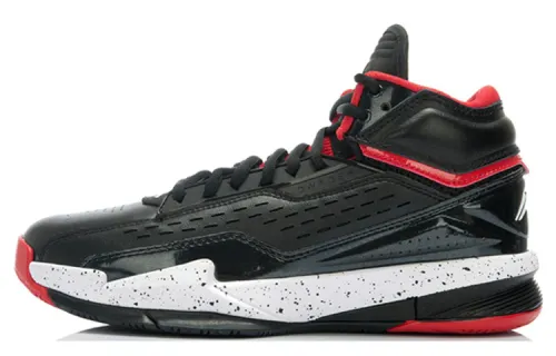 Li Ning Slip Resistant Abrasion Resistant High top Basketball Shoes Men's Black White Red