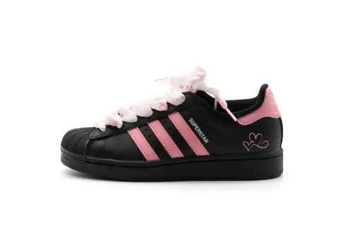 Adidas Originals Superstar 2 Abrasion Resistant Low top Skateboard Shoes Unisex Black Pink