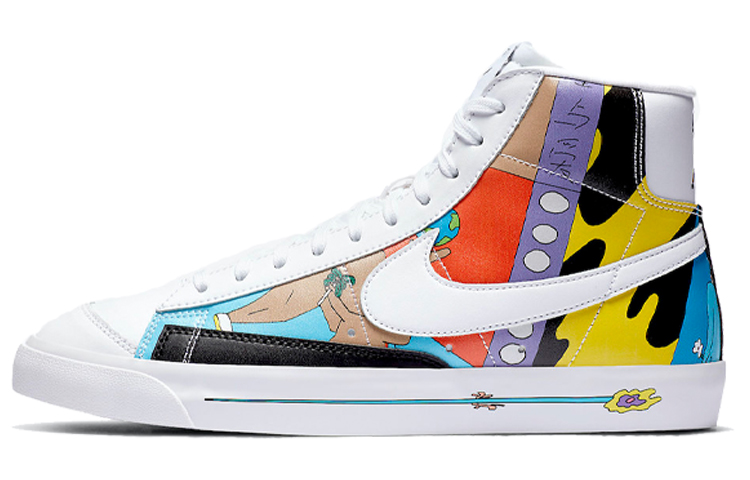 Ruohan Wang x Nike Blazer 77 Flyleather QS из синтетической кожи с граффити пакет Оберточная бумага нескользящие средней высоты панель обувь мужские и женские фасон унисекс белый цвет