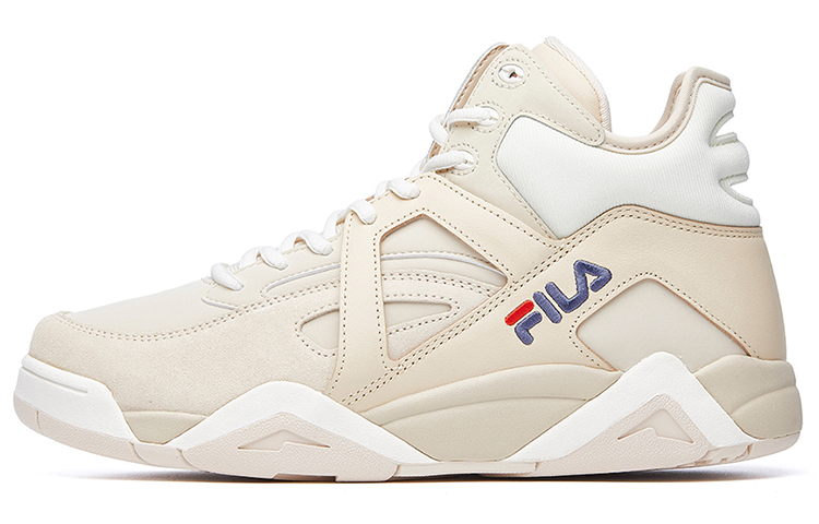 FILA Cage Textile, Synthetic Leather Cushioning Abrasion Resistant High top Vintage Basketball Shoes Men's Light Yellow
