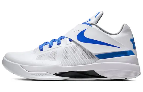 Nike KD 4 Think 16 (Thunderstruck) Durant OG model round toe lace-up fabric shock-absorbing and non-slip low-top practical basketball shoes men's white and blue