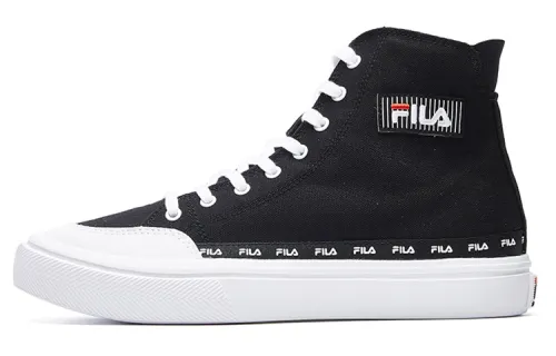 FILA Lace Up Slip Resistant Abrasion Resistant High top Canvas Shoes Women's Black White