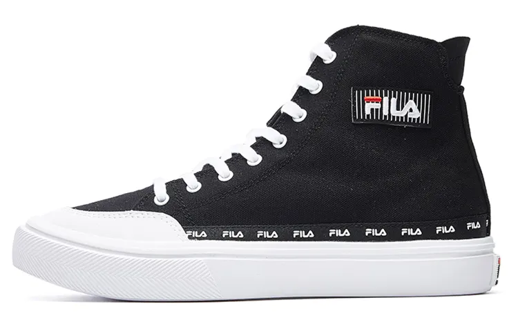FILA Lace Up Slip Resistant Abrasion Resistant High top Canvas Shoes Women's Black White