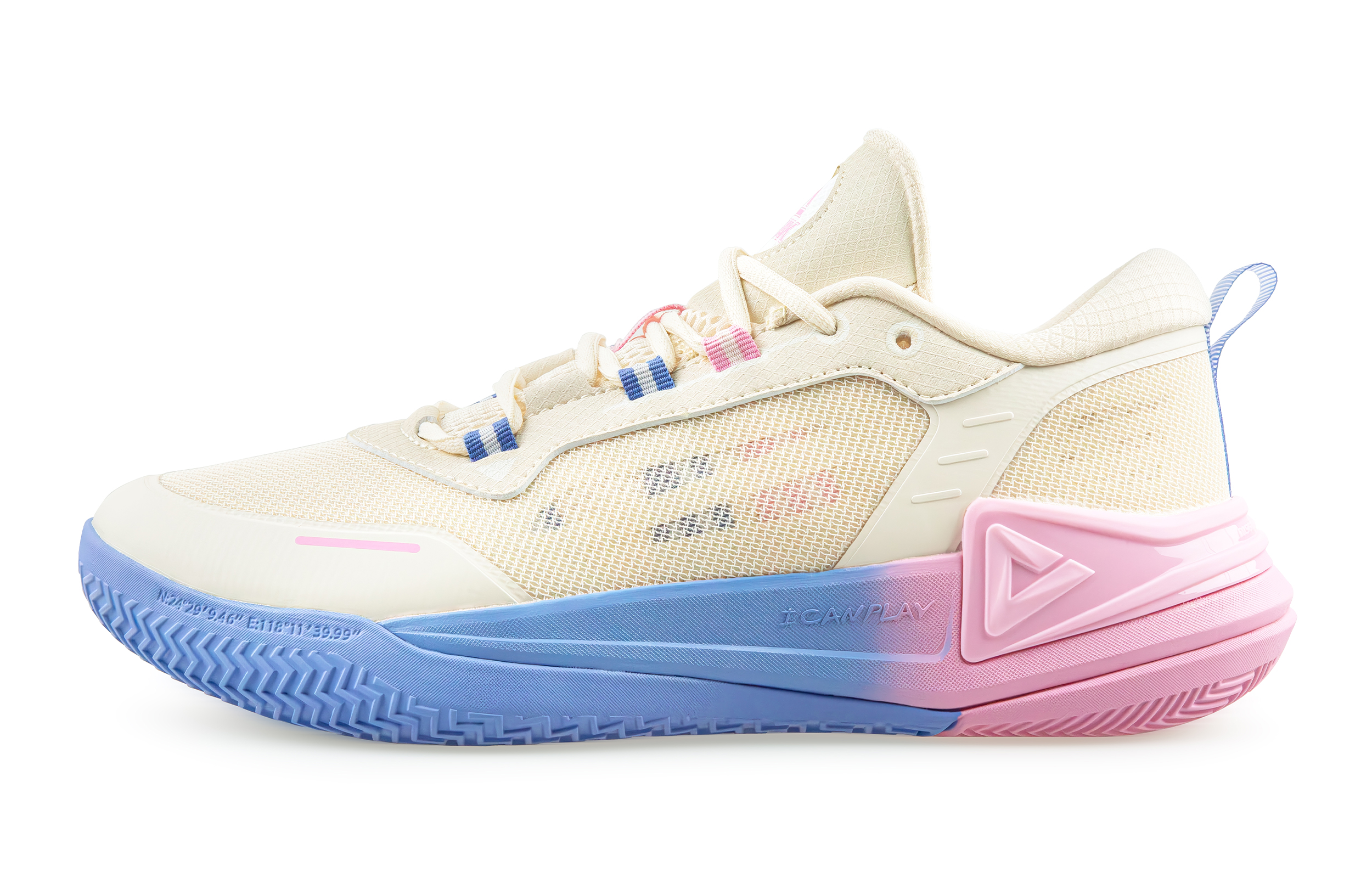 PEAK Basketball Shoes Men’s Low Top Light Khaki/Blue/Pink