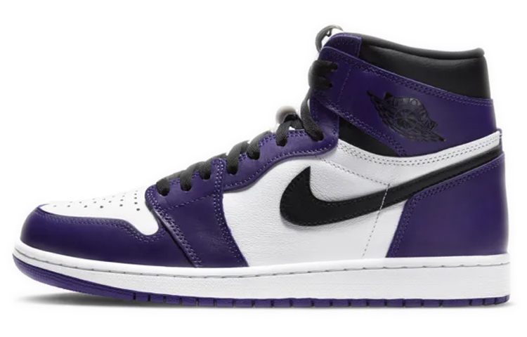 Jordan Air Jordan 1 court purple, comfortable and everyday, shock-absorbing, wear-resistant, wrapped, supportive, balanced, impact-resistant, high-top, retro basketball shoes, same style for men and women, white and purple toes