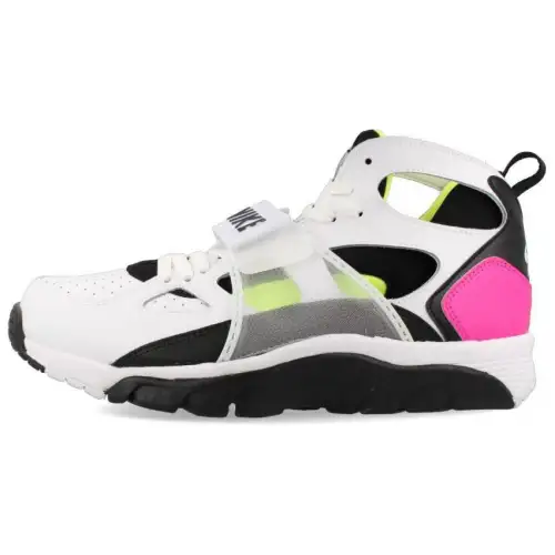 Nike Air Trainer Huarache Slip Resistant Abrasion Resistant High top Basketball Shoes Men's White Black Pink