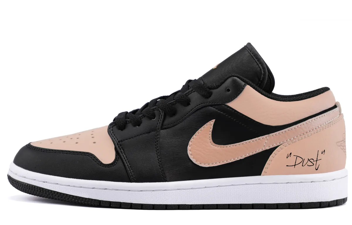 Jordan Air Jordan 1 Abrasion Resistant Low top Vintage Basketball Shoes Unisex Black Pink