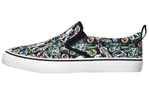 Skechers V'lites Textile, Synthetic Leather Low top Skateboard Shoes Men's Black Green