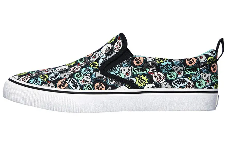 Skechers V'lites Textile, Synthetic Leather Low top Skateboard Shoes Men's Black Green