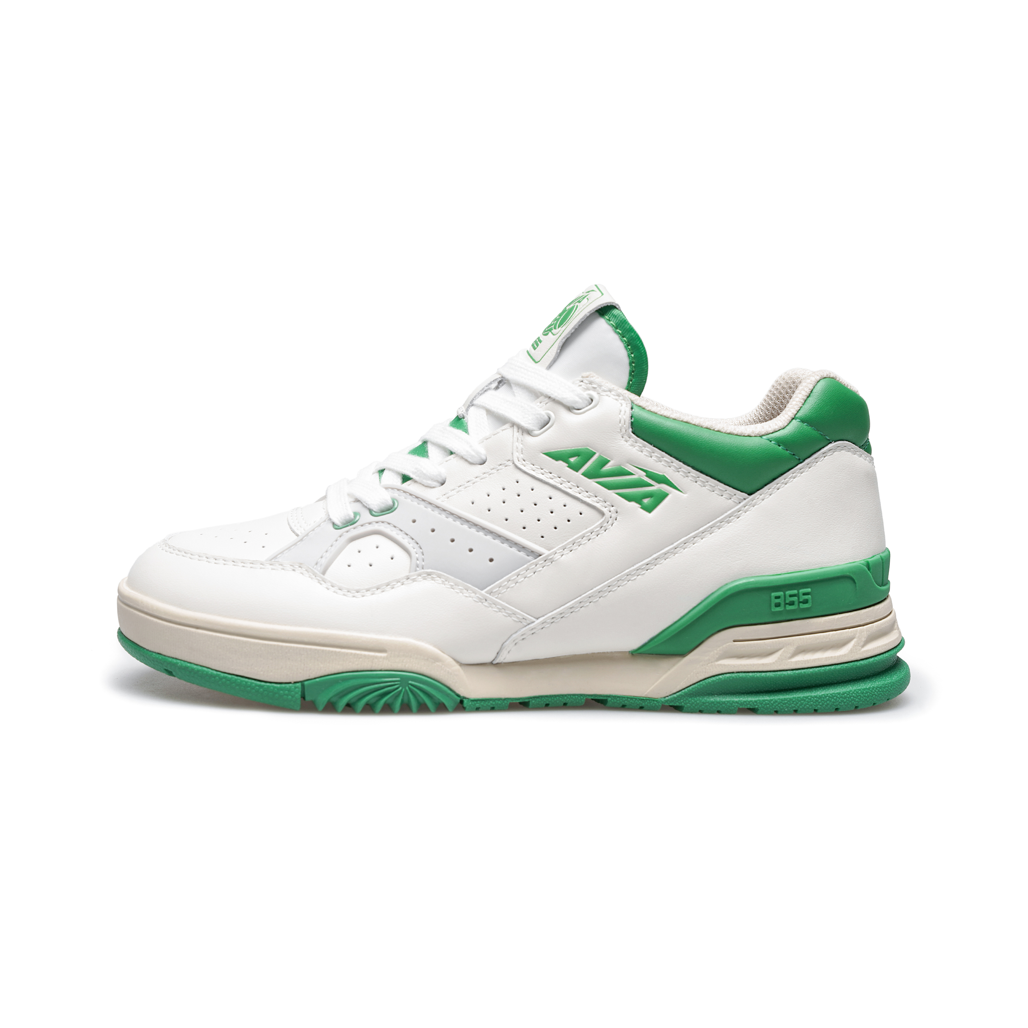 AVIA 855L Top Grain Cow Leather Cushioning, Wear Resistant Low top Vintage Basketball Shoes Women’s White Green