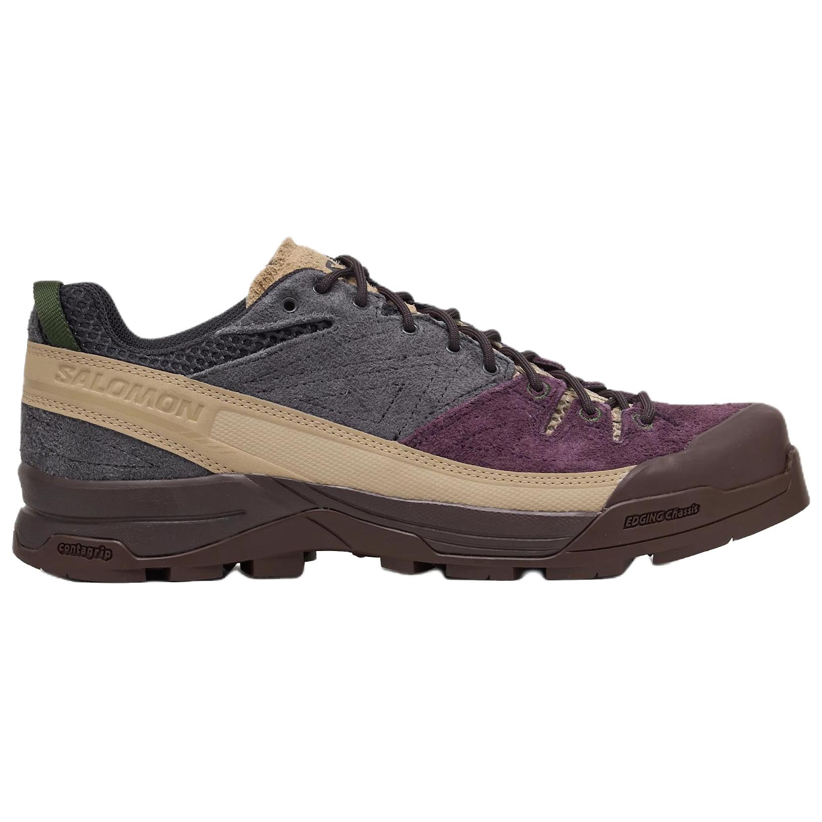 SALOMON X ALP Cushioning Abrasion Resistant Coverage Support Lightweight Low top Hiking Shoes Unisex Red Plum