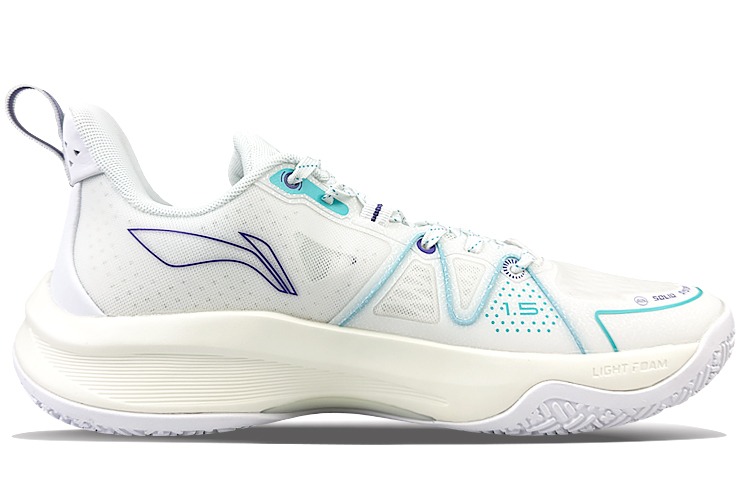 Li Ning Speed Cushioning Slip Resistant Abrasion Resistant Rebound Low top Basketball Shoes Men’s Purple Blue White