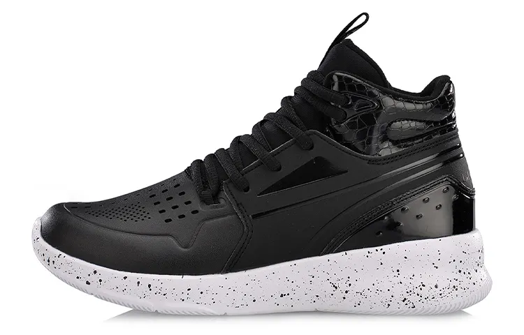 Li Ning Vintage Basketball Shoes Women's High Top Black/White