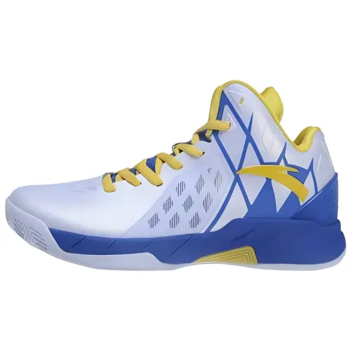 Anta Thompson KT Basketball Slip Resistant Abrasion Resistant High top Basketball Shoes Men's White Blue Yellow