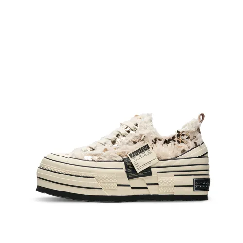 XVESSEL double-sided swan ladder, plush sequins, seamless heightening, low-top canvas shoes, same style for men and women, platinum