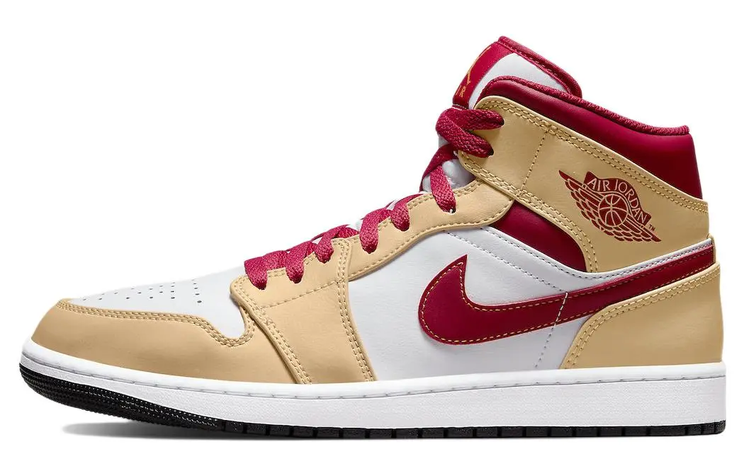 Air Jordan 1 Mid 'Light Curry Cardinal Red'