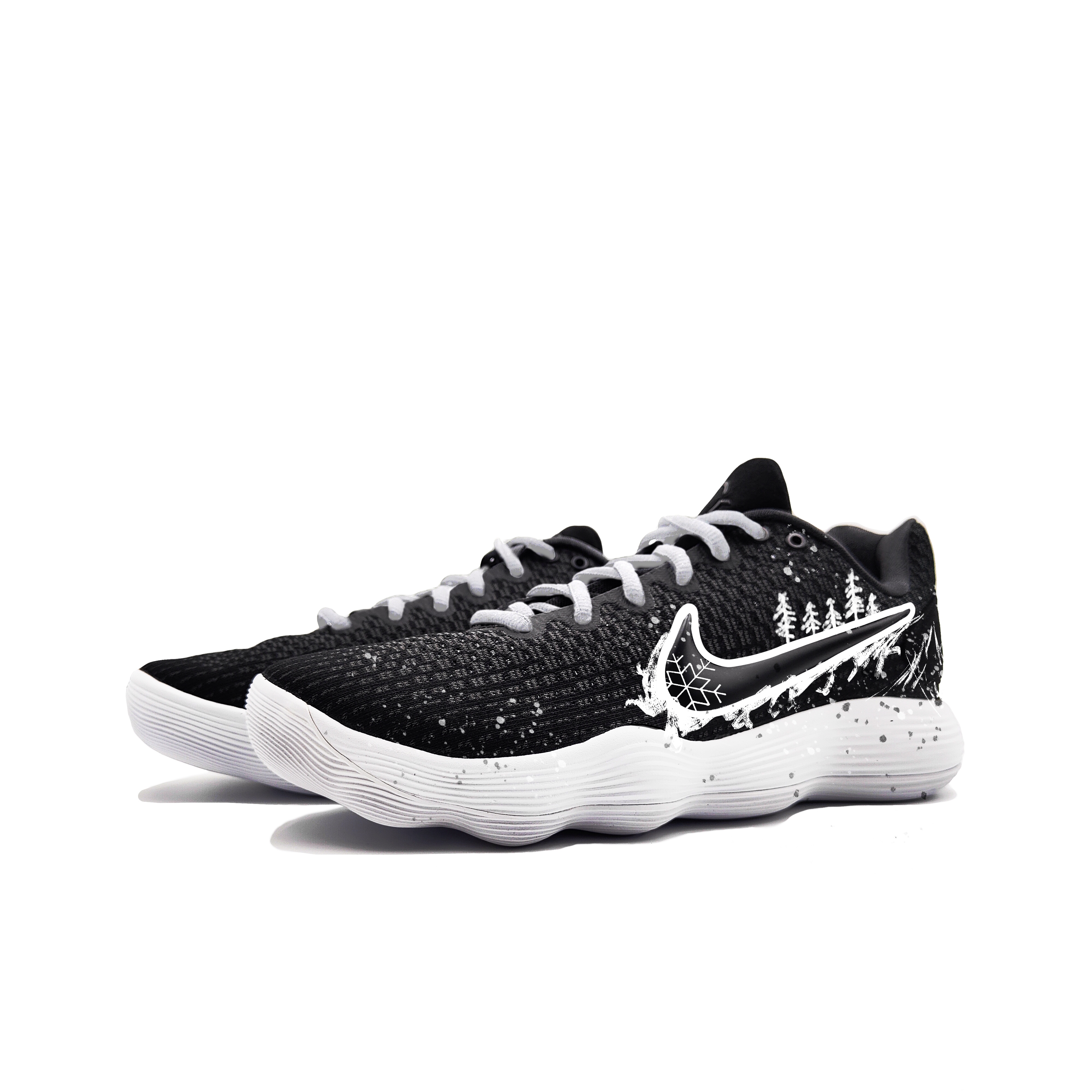 Nike Hyperdunk 2017 Ink Ridge Cold Pine Cushioning, Wear Resistant Low top Basketball Shoes Unisex Black White