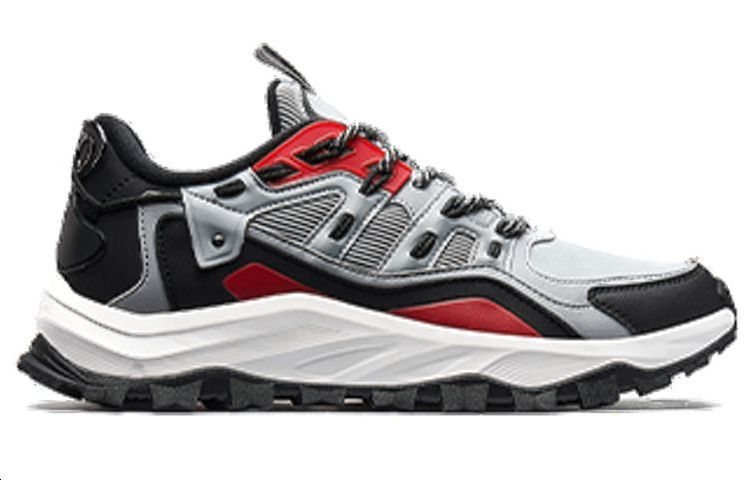 XTEP Comfortable Slip Resistant, Abrasion Resistant, Waterproof, And Breathable Low top Outdoor Shoes Men’s Gray Black