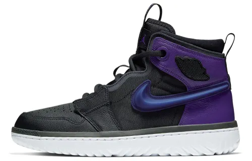 Jordan Air Jordan 1 React Court Purple Black Purple Toe High Top Basketball Shoes Men's Black Purple