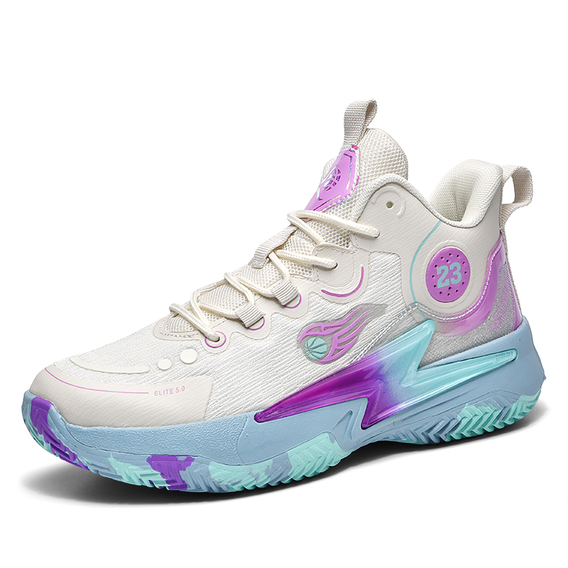 BIANSULONG Cushioning Abrasion Resistant Coverage High top Basketball Shoes Unisex Beige