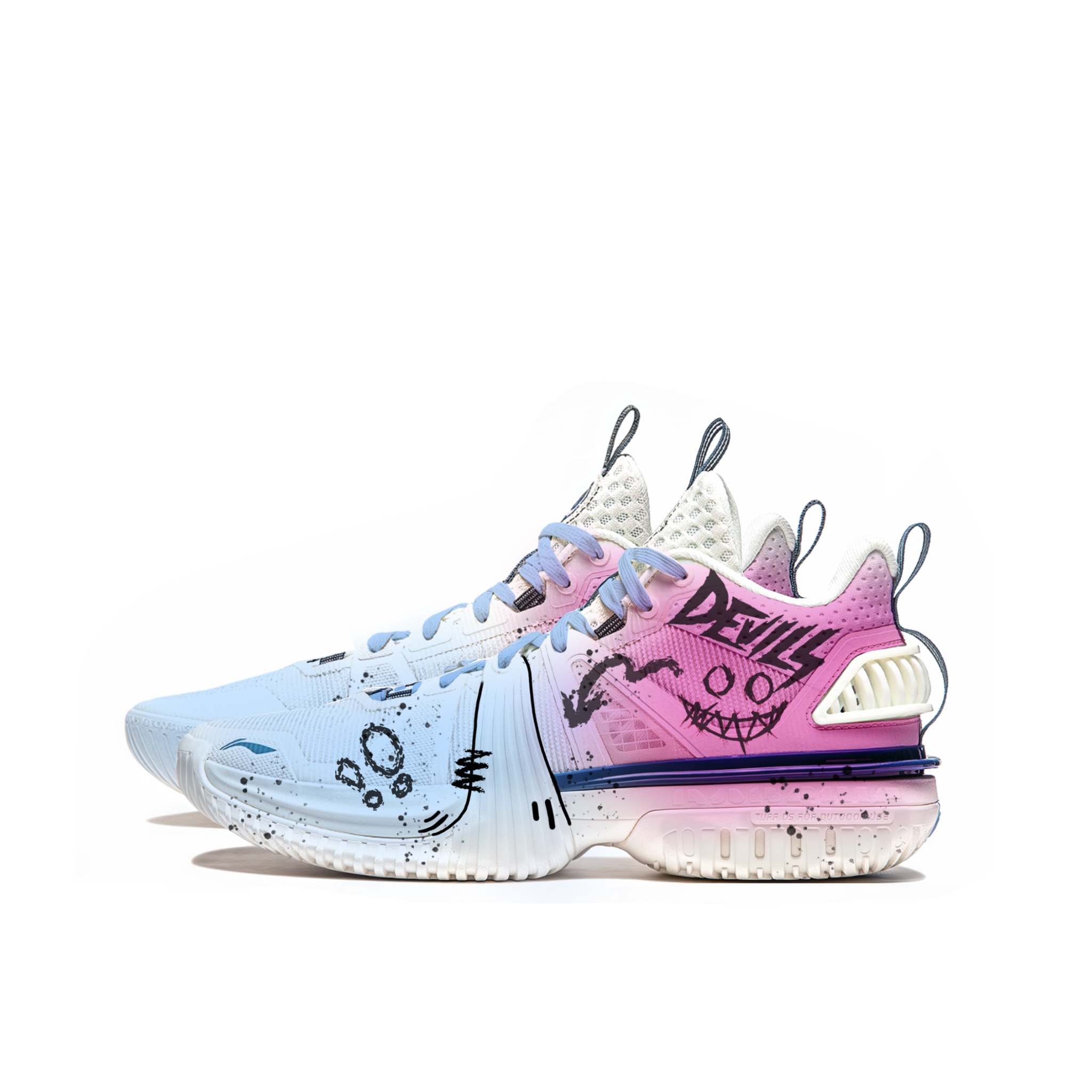 Li Ning Storm 2024 Cushioning Abrasion Resistant Breathable Low top Basketball Shoes Men’s Blue Pink