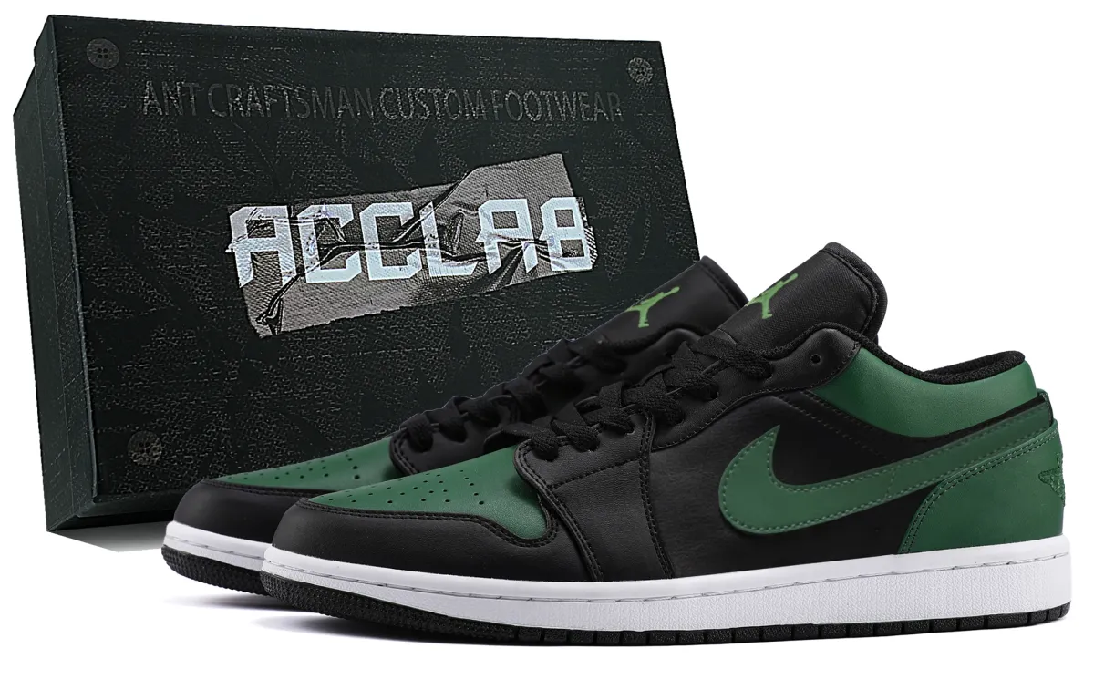 Jordan Air Jordan 1 Lightweight Low top Vintage Basketball Shoes Unisex Green Black