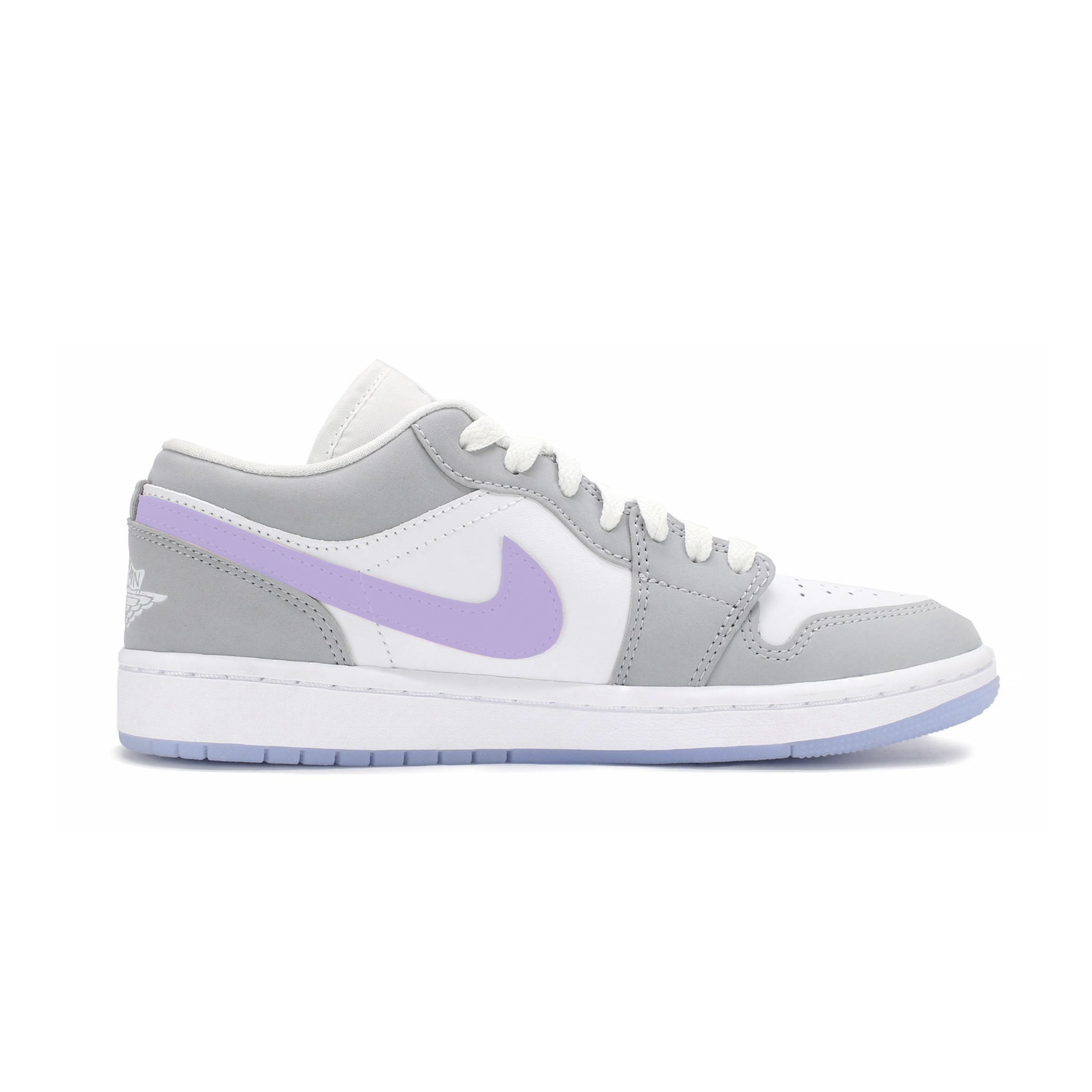 Jordan Air Jordan 1 Slip Resistant Abrasion Resistant Low top Vintage Basketball Shoes Women’s White Purple