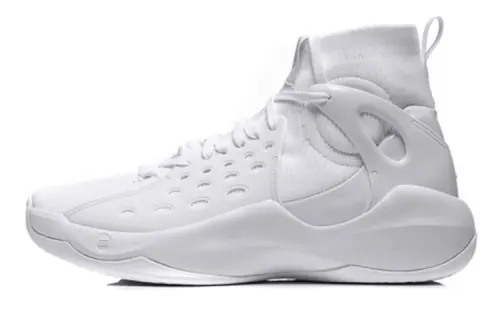 LiNing Sonic 6 Cloud Shock Absorption Fashion Mesh Anti-slip Wear-Resistant Lightweight High-top Basketball Shoes Men's Pure White