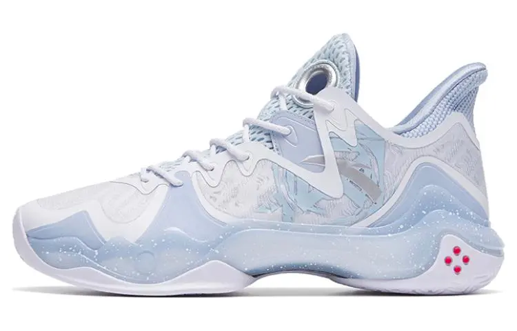 Anta Shock Wave 4 Cushioning Slip Resistant Abrasion Resistant Low top Basketball Shoes Men's Blue White