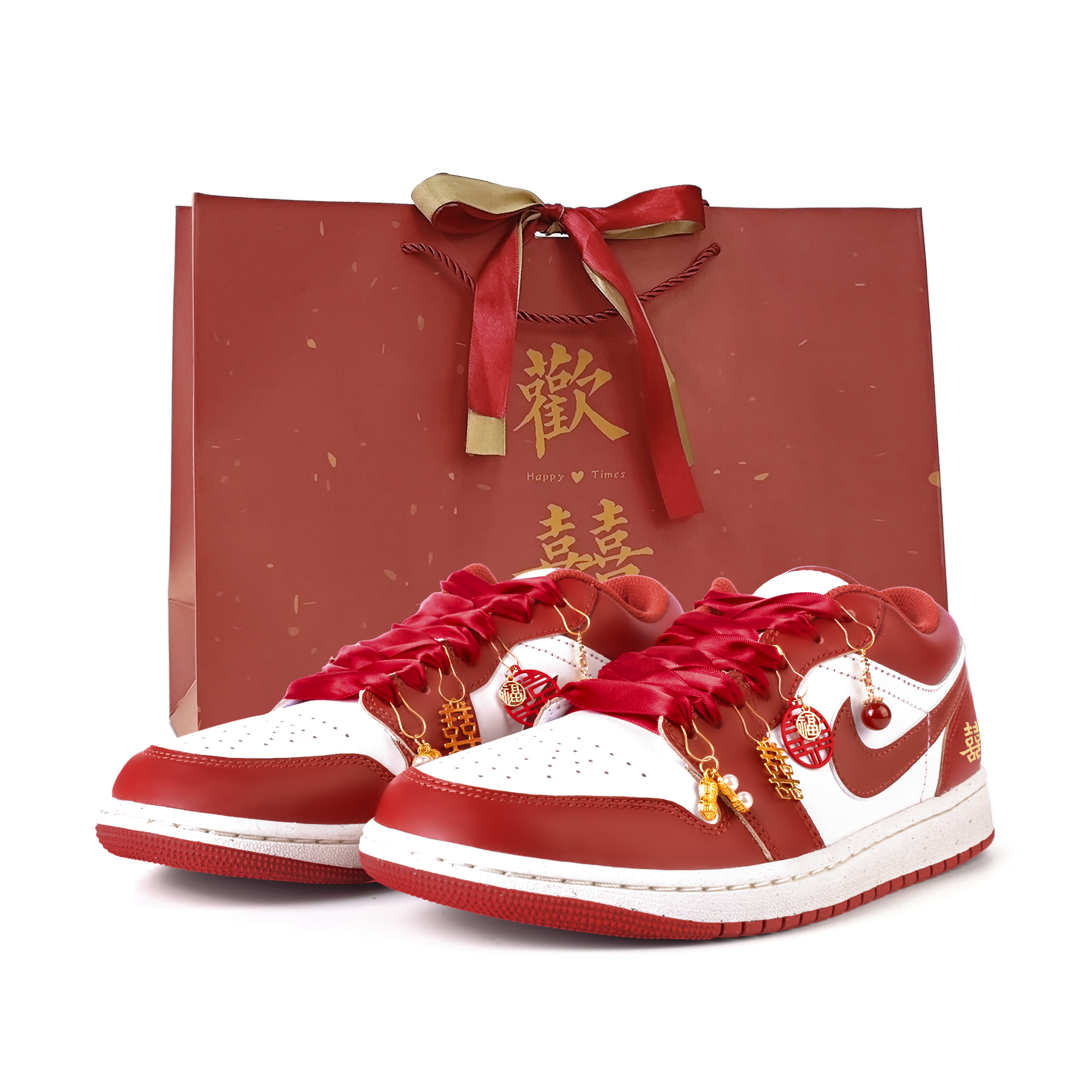 Jordan Air Jordan 1 Love’s Promise Slip Resistant Abrasion Resistant Low top Vintage Basketball Shoes Men’s White Red