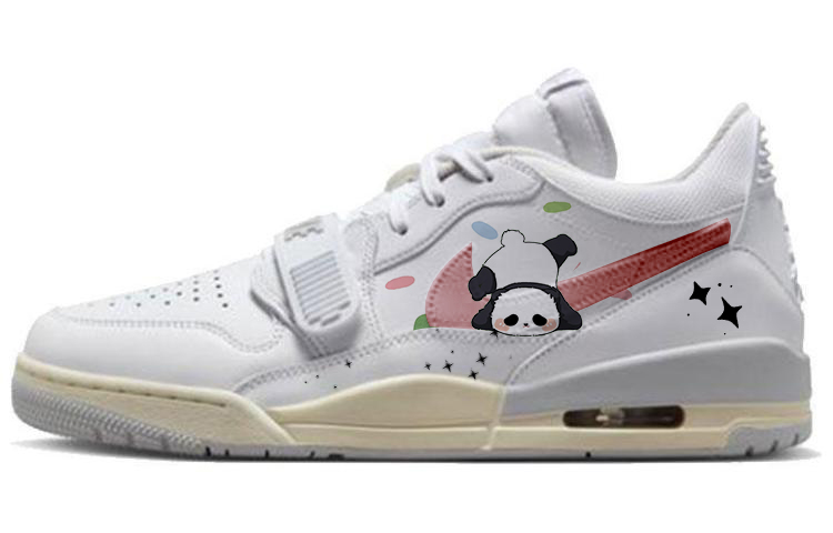 Jordan Air Jordan 1 Stars Rainbow, Cute Panda Abrasion Resistant Slip Resistant Low top Vintage Basketball Shoes Men's