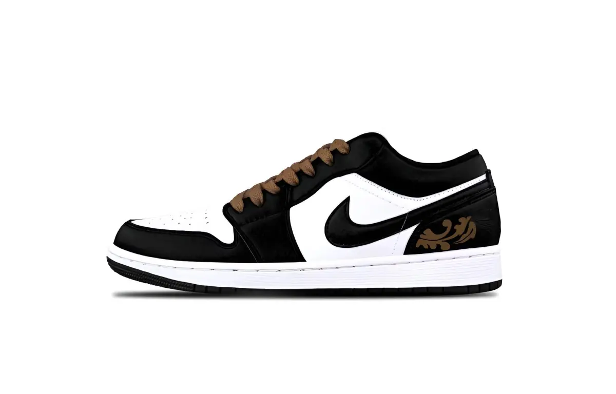 Jordan Air Jordan 1 Cushioning, Wear Resistant Low top Vintage Basketball Shoes Unisex Black White