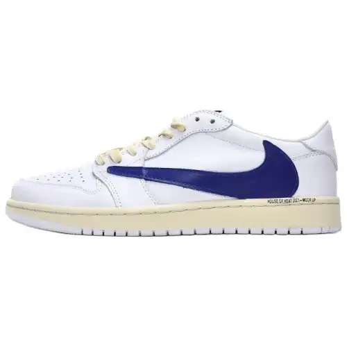 Travis Scott X Fragment Design X Jordan Air Jordan 1 Vintage Basketball Shoes Unisex Low Top White