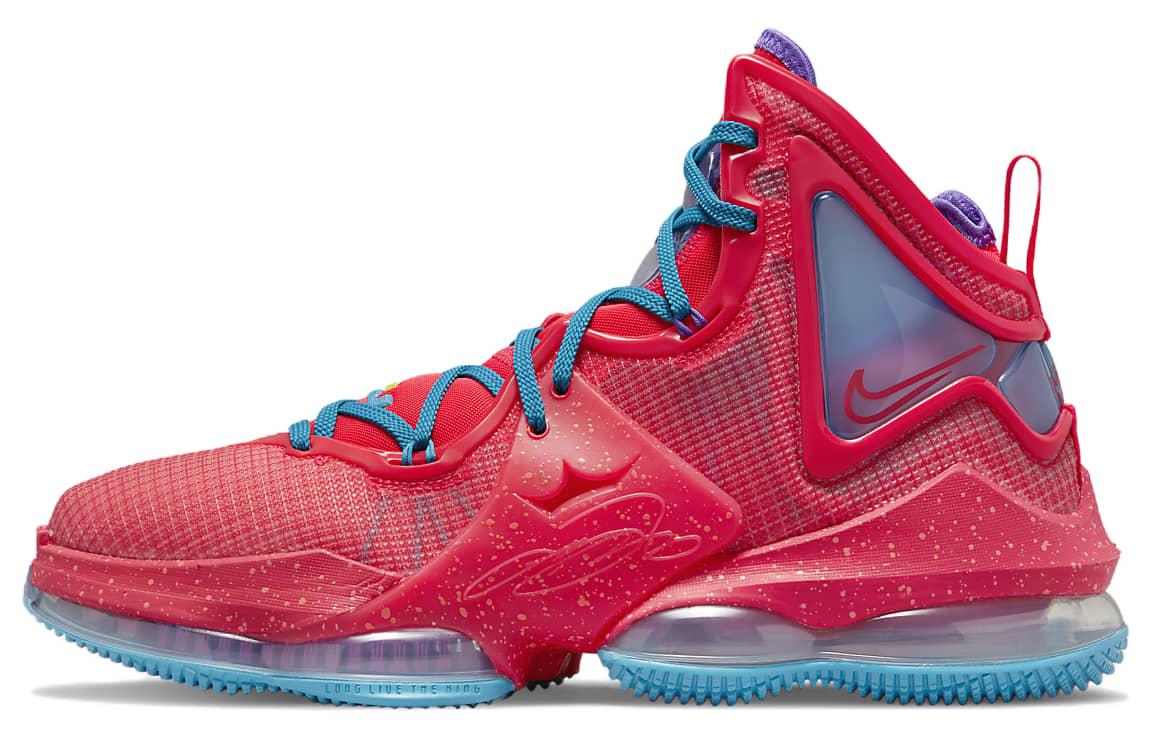 Nike Lebron 19 James 19 Practical round head comfort fabric TPU shock-absorbing, anti-slip wear-resistant, high-top basketball shoes, same style for men and women, red, foreign version