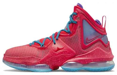 Nike Lebron 19 James 19 Practical round head comfort fabric TPU shock-absorbing, anti-slip wear-resistant, high-top basketball shoes, same style for men and women, red, foreign version